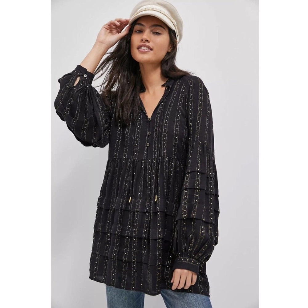 Anthropologie Quinn Sequined Tunic Blouse